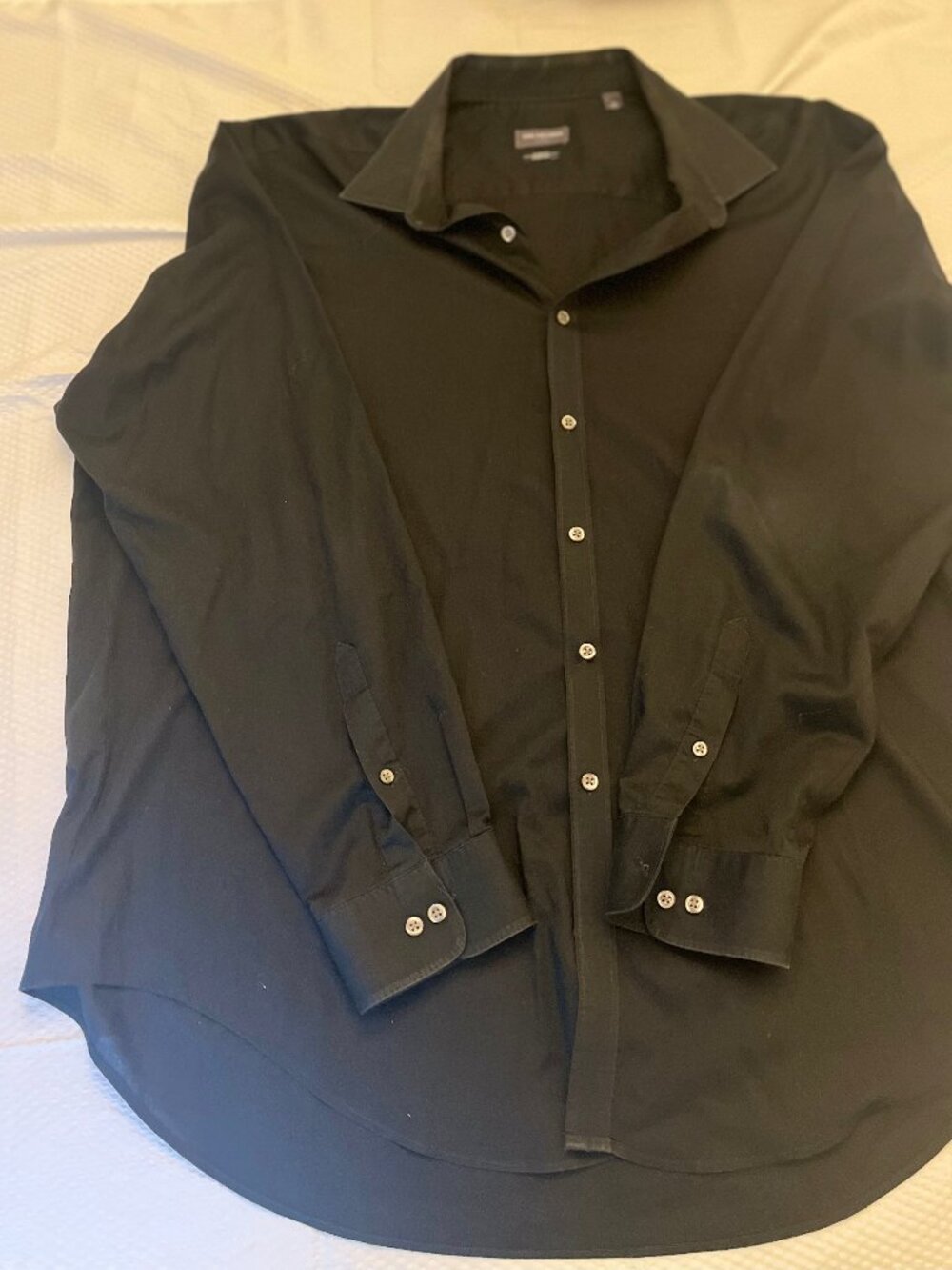 Van Heusen Studio Mens 2XL Black Dress Shirt Slim Fit Stretch 18-18.5 34/35